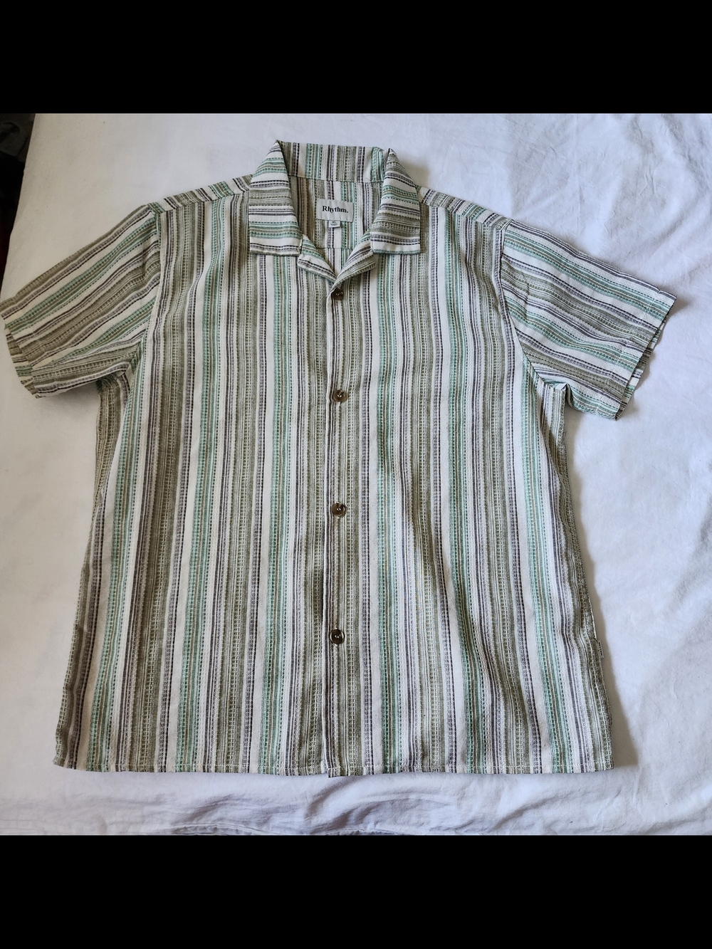Rhythm Linen Striped Short-Sleeve Button-Up Shirt